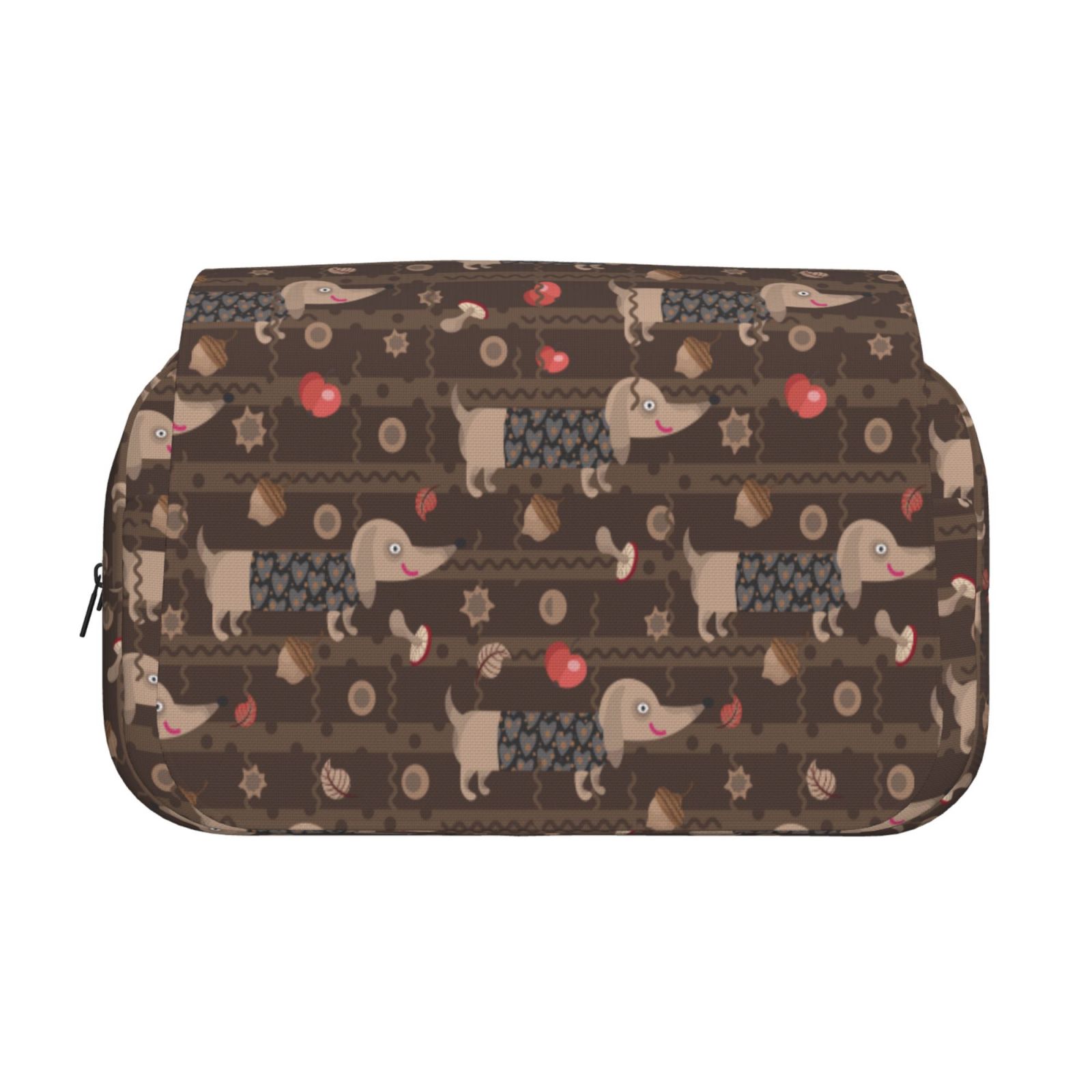 Rateoe Dachshund Dog Puppy Pattern Double Clamshell Pen Case, Storage Organizer with Two Zipper Compartments– Holds Up to 50 Pencils & Pens