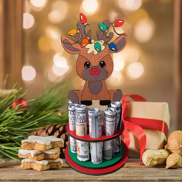 Xihbxyly Clip para Billetes Navideño, Material de Madera para Manualidades, Regalo Personalizado para Fiestas, Decoración para Billeteras, Sorpresa Festiva para La Familia, Diseño Duradero y Resisten