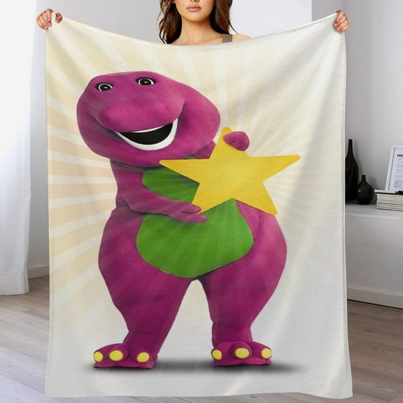 Barney And Friends Throw Blanket Cozy Warm Flannel Blanket for Living Room Bedroom Bed Sofa Camping Travel, All Seasons Fleece Blankets Gifts for Kids Girls Boys Adults 40"x30"
