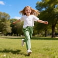 thumbnail image 3 of Girls Cotton Lined Pants Fashion Elastic Waisted Loose Trouser with Drawstring Kids Clothes Girls Size 4-14, 3 of 8