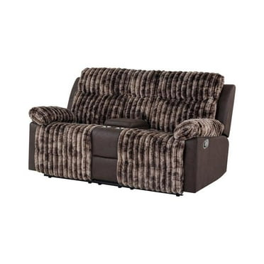 6028 Brown Extra Soft Console Reclining Loveseat
