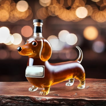 Funny Dachshund Dog Bottle, 4D Engraved Dog Shaped Glasses,Unique Decanter for Men Dad,Home Bar Dachshund Lover Decor