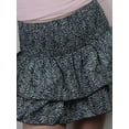 thumbnail image 3 of Yunliwuli Women's Mini Cake Skirt Vintage Fashion Print Shirred Elastic Waist Layered Ruffle Skirt for Summer, 3 of 5