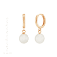 thumbnail image 3 of Women's Welry 7mm White Pearl Huggie Hoop Drop Earrings in 14kt Yellow Gold, 3 of 4