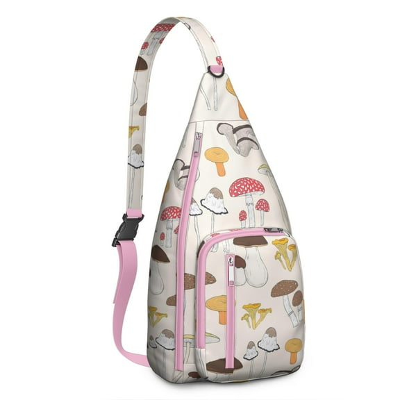 Boho Mushroom Crossbody Bag - Magical Forest Cottagecore, Adjustable Strap, Unisex