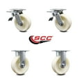 thumbnail image 2 of 6 Inch Nylon Caster Set with Ball Bearings 2 Brakes 2 Rigid Service Caster, 2 of 2