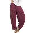 thumbnail image 2 of up to 60% off Gifts Usmixi Womens Plus Size Trousers Casual Solid Elastic Waist Drawstring Long Pants Loose Pleated Sports Wide Leg Straight Pants Red XXXXXL, 2 of 5