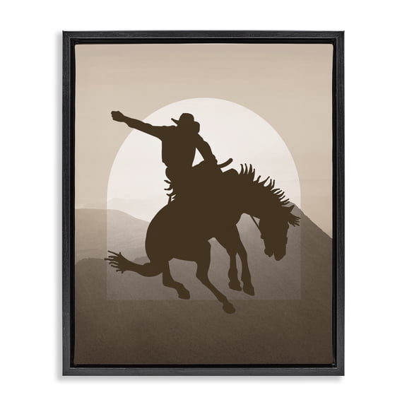 Stupell Industries Modern Modern Cowboy Silhouette Black Floating Frame Canvas Art, 17 x 21, by Karen Smith