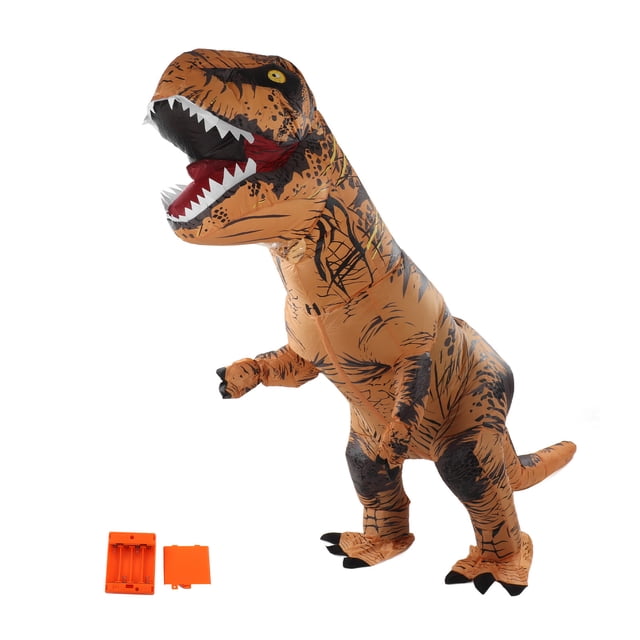 Disfraz de dinosaurio T-Rex inflable para Halloween, cosplay, fiesta, Navidad, adulto, 150-190 cm, marrón
