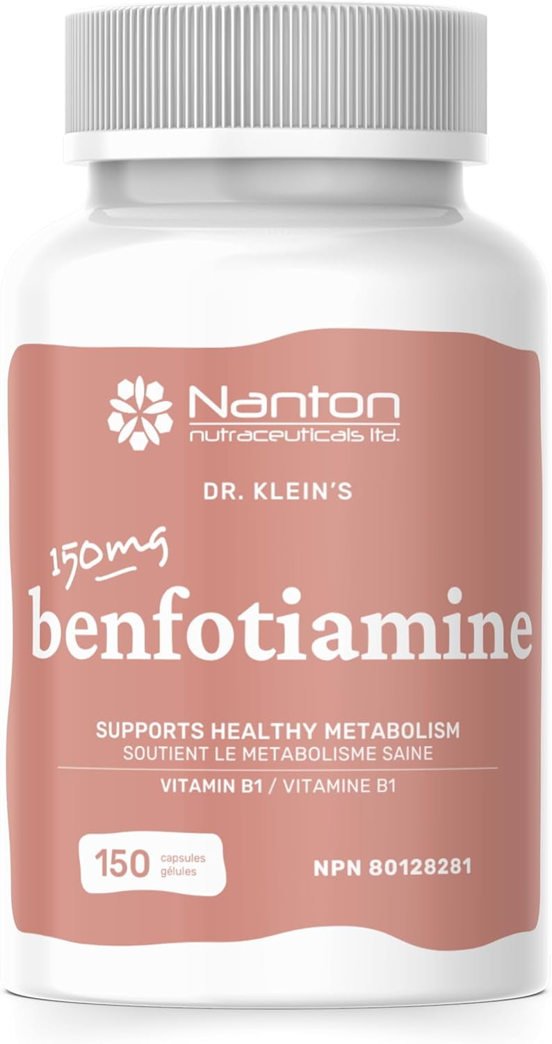 Dr. Klein's Dr. Klein's Benfotiamine Vitamin B1 Supplement. 150 Capsules. 4 Month Supply. Made In Canada. 150mg High Absorption Vitamin B1 to Support Healthy Metabolism & Energy Production. Thiamine. Vegetarian.