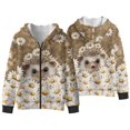 thumbnail image 4 of Uorisanigo Zip Up Hoodie Sweatshirt Fluffy Kids Athletic Sweatshirt Daisy Hedgehog Long Sleeve Hooded Jacket Soft Lightweight Jackets Outwear School Coat for Spring Autumn Winter, 4 of 7