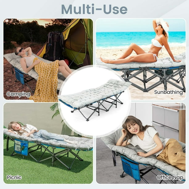 Costway Camping Cot Pad Sleeping Mattress Crystal Velvet Outdoor Lightweight Backpacking Grey