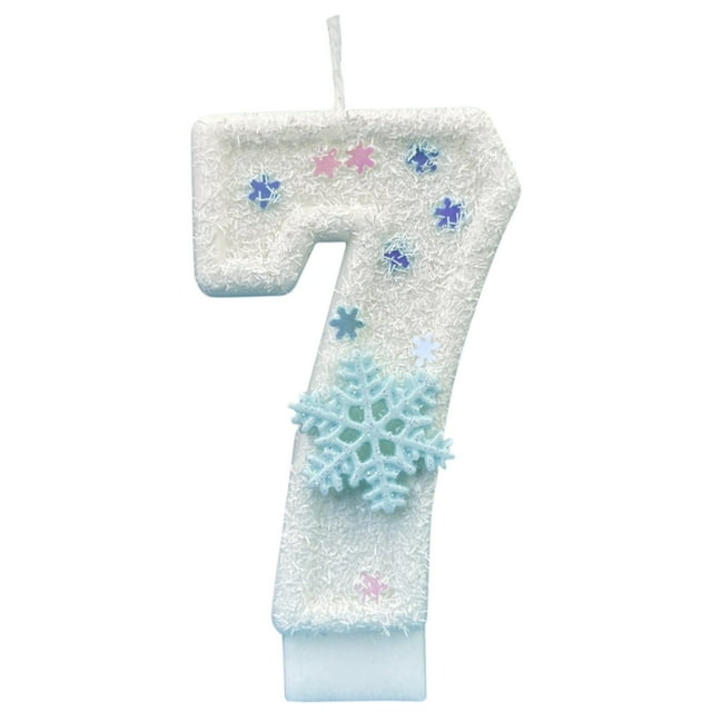 Leodye 1PCS 0-9 Snowflake Digital Candles - Paper Cake Decorations for Kids’ themed Birthdays -2.75x1.57in