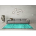 thumbnail image 3 of Ahgly Company Machine Washable Indoor Square Abstract Turquoise Blue Contemporary Area Rugs, 6' Square, 3 of 4