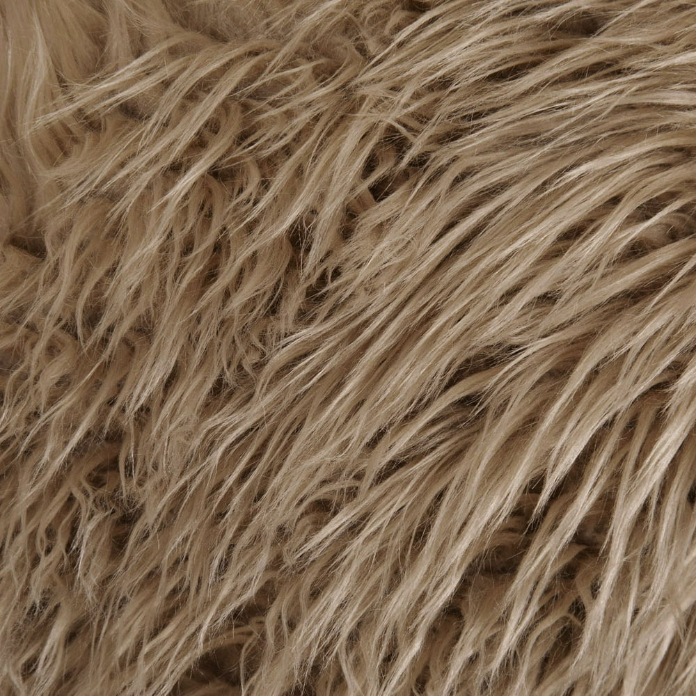FabricLA Faux Fake Fur Shaggy Fabric by The Yard (Beige)