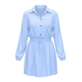 thumbnail image 6 of NTACZA Mini Going Out Dresses for Women A Line Elegant Shirt Dress Lapel Belted Long Sleeve Dresses for Women L, 6 of 6