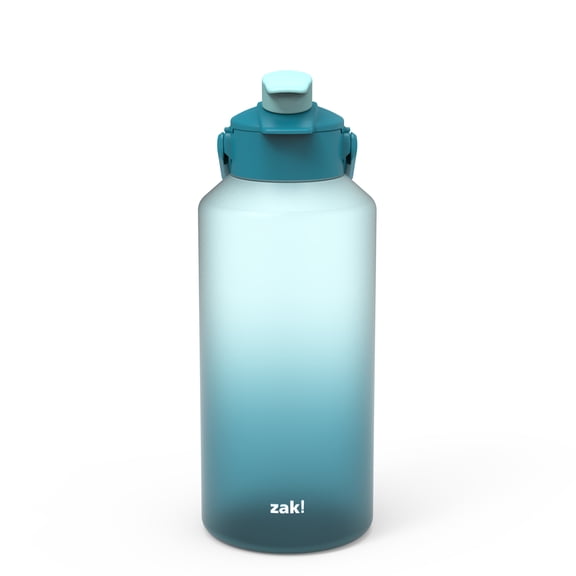Zak Designs Soft Paint 64oz Durable Plastic Liberty Duo Water Bottle Hydration Tracker(Ombre Blue)