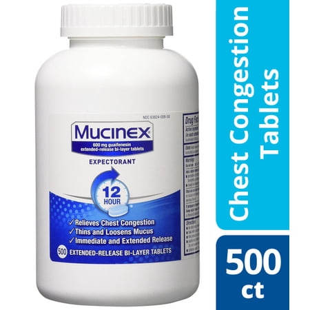 Mucinex 12-Hour Chest Congestion Expectorant Extended Release Tablets - 500 Tablets