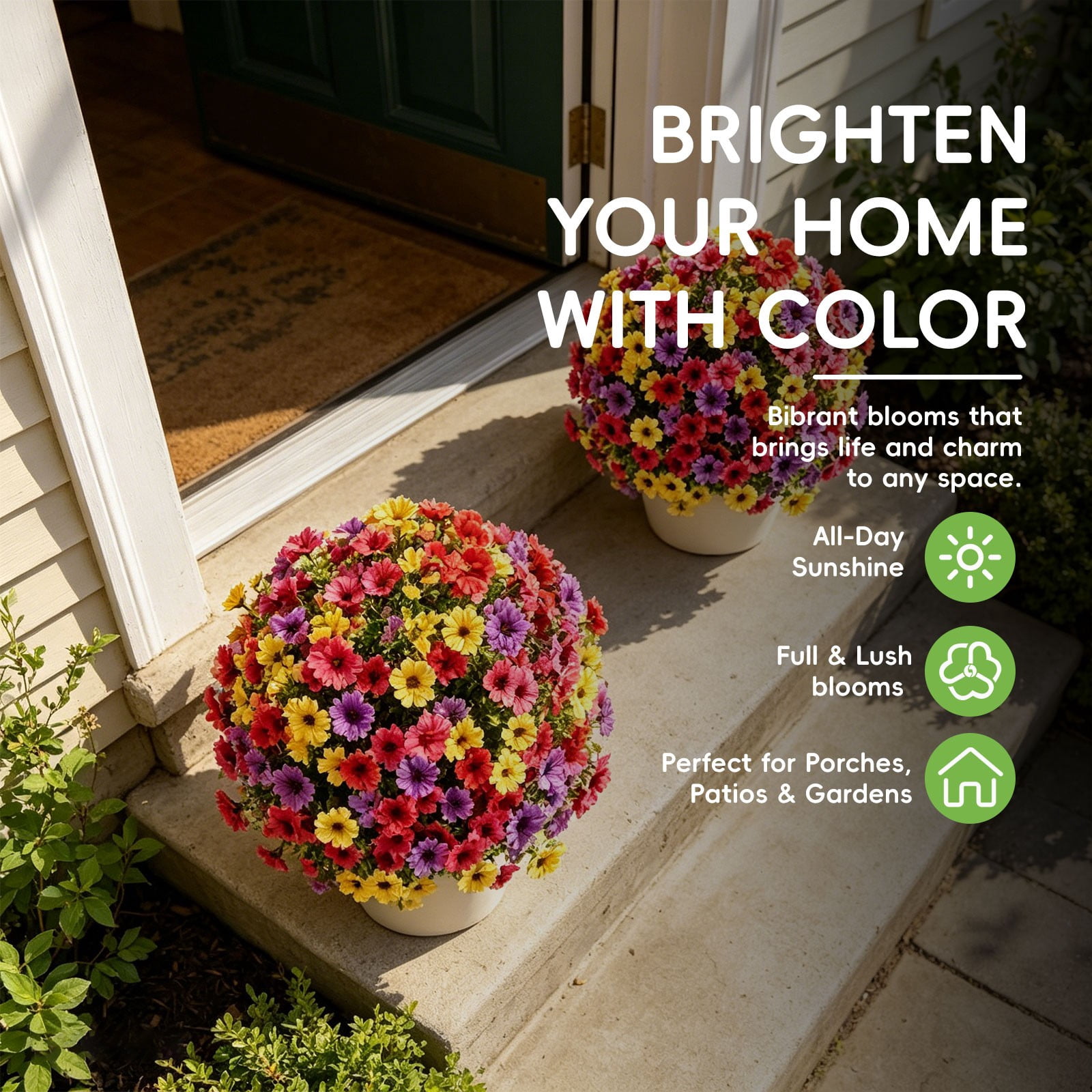 Realistic Artificial Flowers for Outdoors with Ground Stakes – UV Resistant Faux Flowers, Artificial Outdoor Flowers for Garden, Porch, and Yard Decor, Mixed Colors
