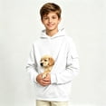 thumbnail image 6 of Kids Pet Pouch Hoodie Boys Oversized Cat Hoodies with Large Kangaroo Pouch Solid Color Long Sleeve Sweatshirts, 6 of 10