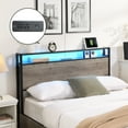 thumbnail image 5 of Miniyam Metal Queen Size Bed with Storage Headboard, Charging Station, Drawers for Adult, Gray, 5 of 8