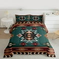 thumbnail image 2 of Homewish Western Boho Aztec Full Size Comforter Sets for Men, Rustic Mandala Hippie Bedding Comforter Set, Dark Green Abstract Reversible Bedding Sets, Super Cozy Room Decor, 3pcs, 2 of 8