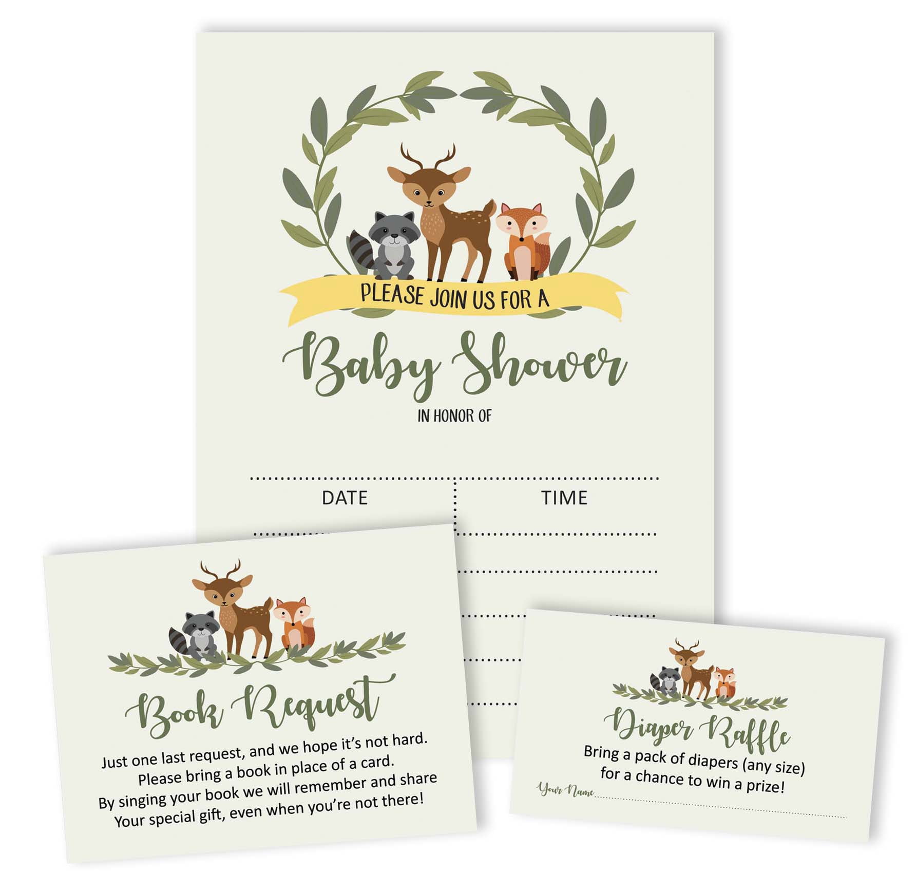 Inkdotpot Set Of 30Jungle Animals Baby Shower Invitations-Diaper Raffle Tickets And Baby Shower Book Request Cards Gender Neutral Invites Its A Boy Its A Girl