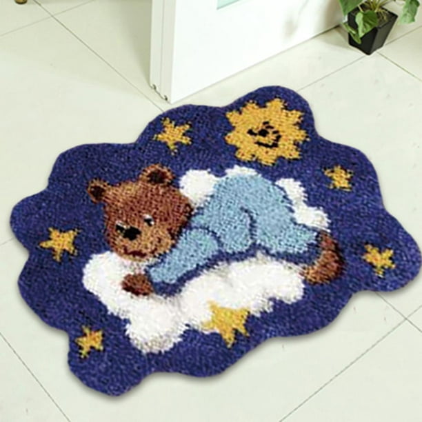 Yinanstore Diy Bear Latch Hook For Children, Unfinished Crocheting Rug Yarn Cushion Embroidery Carpet Set, Needlework Other