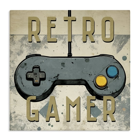 Stupell Industries Retro Gamer Controller Entertainment Painting Wrapped Canvas Art Print Wall Art, 17 x 17
