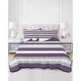 thumbnail image 3 of Purple Grey Stripe Queen Size Down Alternative Comforter, Lightweight Comforter Quilt Bedding Set with Pillow Shams Minimalist Farmhouse Striped All Seasons Bed Comforter Duvet Insert 90"x96", 3 of 7