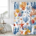 thumbnail image 4 of Red Blue Coastal Bathroom Shower Curtains with 12 Hooks Polyester Waterproof Shower Curtain for Stalls and Bathtubs Starfish Coral Summer Beach Ocean Decorative Bathroom Privacy Curtain 36x78 Inches, 4 of 8