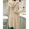 thumbnail image 5 of Sherrylily Women Cable Knit Cardigan Open Front Long Pocket Hooded Casual Outwear Sweater, 5 of 5