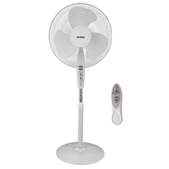 16" Oscillating Stand Fan with Remote Control, White