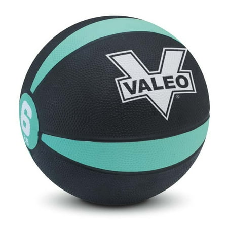 Valeo 6-Pound Medicine Ball With Sturdy Rubber Construction And Textured Finish, Weight Ball Includes Exercise Chart For Strength Training, Plyometric Training, Balance Training And Muscle Build