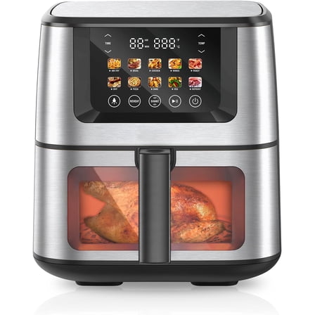 Max XL Air Fryer, 8 Quart, 10-in-1 Hot Air Fryer Oven with Color LCD Display Touchscreen, Air Fryer Toaster Oven Combo with ClearCook Cooking Window,Broil, Roast