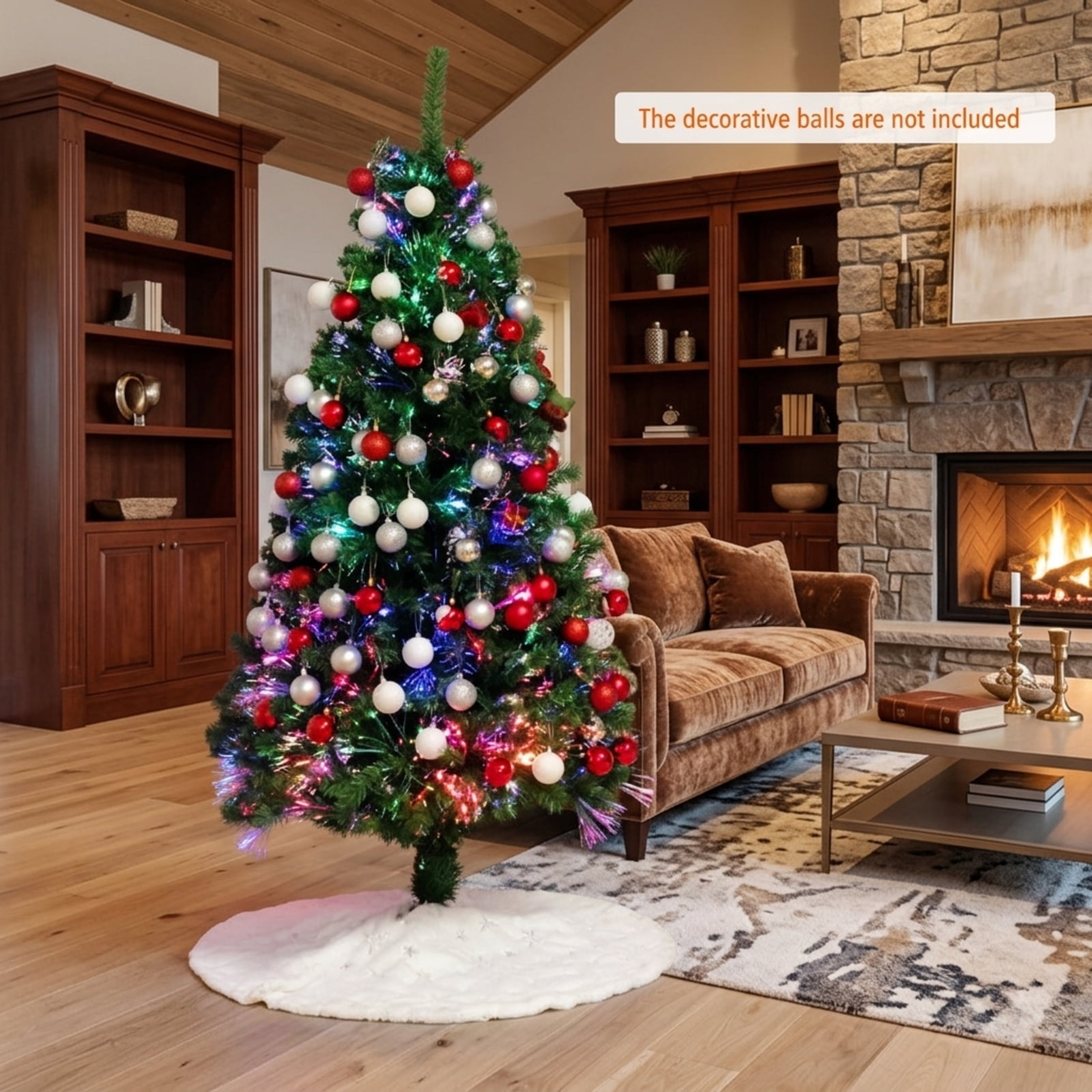 RUIE, 6 ft, Artificial Christmas Tree, with LED Fiber Optic Lights, 617 Branch Tips, Green Holiday Xmas Tree for Indoor Home Office Decoration