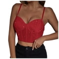 thumbnail image 1 of adviicd Hauts Courts pour Femmes Débardeurs à Encolure Carrée Sans Manches à Double Couche Hauts Basiques Ajustés T-Shirts (Rouge, TP), 1 of 9