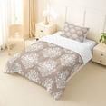 thumbnail image 2 of jejeloiu Neutral Damask Twin Comforter Sets For Girls,Subtle Floral Bedding Set,Taupe White,Reversible,2pcs,1 Comforter and 1 Pillowcase, 2 of 7