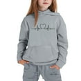 thumbnail image 2 of Wxolcjlv Toddler Girls Outfits Heart Print Long Sleeve Hoodie And Long Pant Set 2Pc Autumn Winter Thick Comfy Casual Stylish Sets,10 -11 Years, 2 of 3