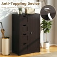 thumbnail image 4 of Gymax Bathroom Floor Storage Cabinet Wooden Freestanding Bathroom Storage Unit w/ 1 Door & 4 Drawers Brown, 4 of 6