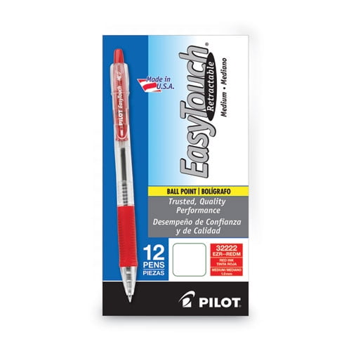 EasyTouch Ballpoint Pen, Retractable, Medium 1 mm, Red Ink, Clear Barrel, Dozen EasyTouch Ballpoint Pen, Retractable, Medium 1 mm, Red Ink, Clear Barrel, Dozen