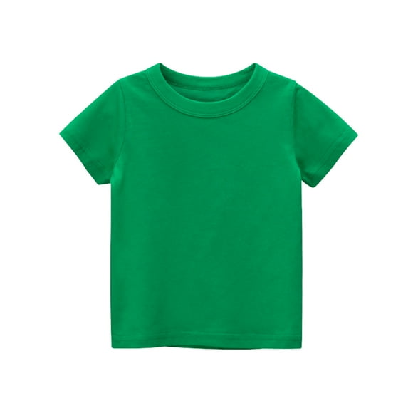 Toddler Kids Solid Cotton Loose Fit Tees, Soft Breathable Short Sleeve Tops for School & Daily Wear, 1-9Y