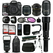 Nikon D7100 DSLR Digital Camera + 18-55mm VR II + 6.5mm Fisheye + 55-300mm VR + 650-2600mm Lens + Filters + 128GB Memory + Action Stabilizer + i-TTL Autofocus Flash + Backpack + Case + 70" Tripod