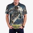 thumbnail image 5 of Yiaed Astronaut Soccer FieldPrint Men's Short Sleeve Polo Shirt,Golf Polo for Men Three-Button Golf Shirt Athletic Casual Collared T-Shirt- Large, 5 of 7
