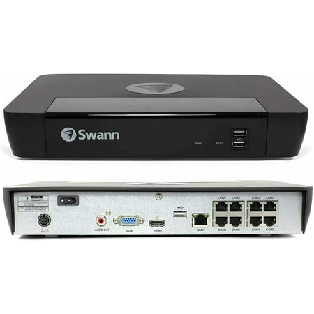 Swann - 8 Channel 4 Cam Indoor Outdoor PoE Wired Cat5e 4K HD Video 2TB NVR Security Surveillance Camera System w/ LED Lights - White