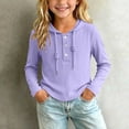 thumbnail image 2 of Abtuhar Fall Hooded Long Sleeve Tops for Girls Solid Casual School Base Layer Tops for 2-12 Years, 2 of 5