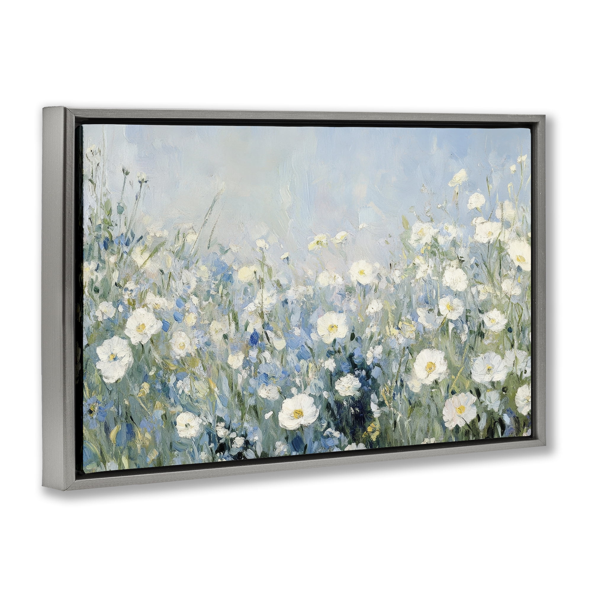 Stupell Industries Meadow Foliage Dream Gray Framed Floater Canvas Wall Art, design by Petal Prints Design