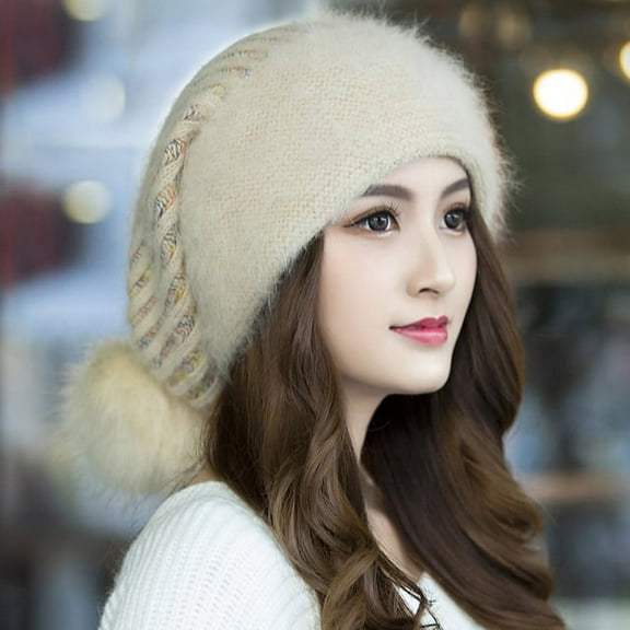 CoCopeanut Hot Selling 2022 Winter Hat Rabbit Hair Blend Winter Hats for Women Fashion Warm Beanie Hats Women Solid Adult Cover Head Cap