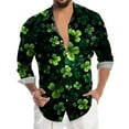 thumbnail image 3 of PMUYBHF Male St. Patricks Day Male St. Patricks's Day Long Sleeve Shirt Autumn Casual 3D Printing Hawaii Long Sleeve Shirts Tops GN3 XL, 3 of 4