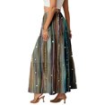 thumbnail image 4 of LWavelet Women Tribal Print Tiered Maxi Skirt Elastic Waist With Pockets Boho Long Skirt Black M, 4 of 6